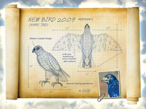 The blueprints used to build the new bird